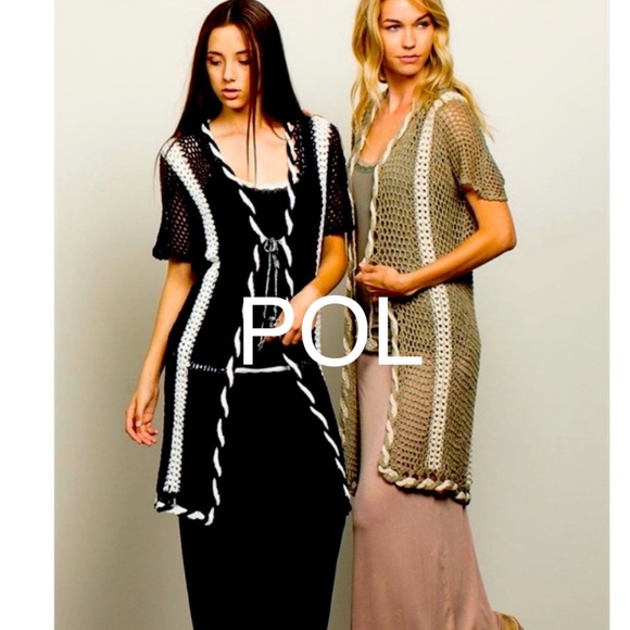 POL Sweaters - POL💙Deep Navy+white trim Long sweater jacket